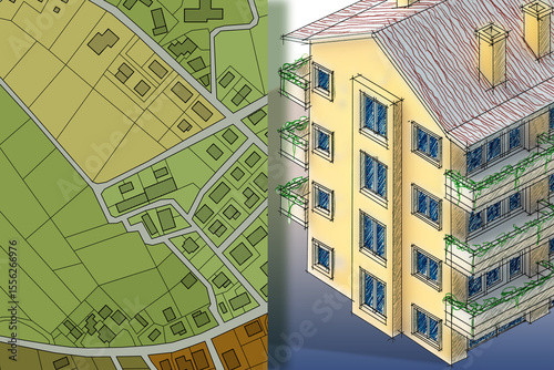 LIVING IN A CONDOMINIUM - MODERN URBAN LIFESTYLE in a residential apartment building, perfect for illustrating housing trends, city life, or contemporary real estate.