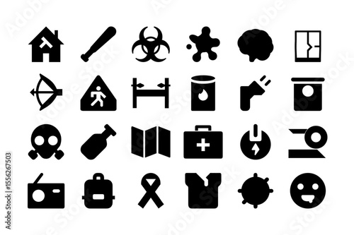 Zombie apocalypse themed vector icon set