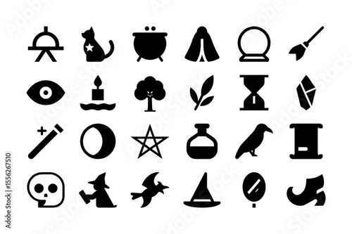 Witchcraft magical Halloween vector icon pack