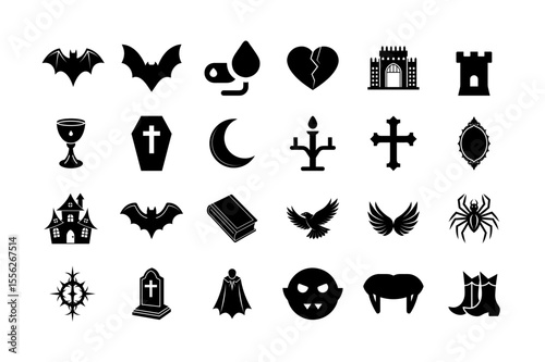 Vampire gothic Halloween vector icon elements