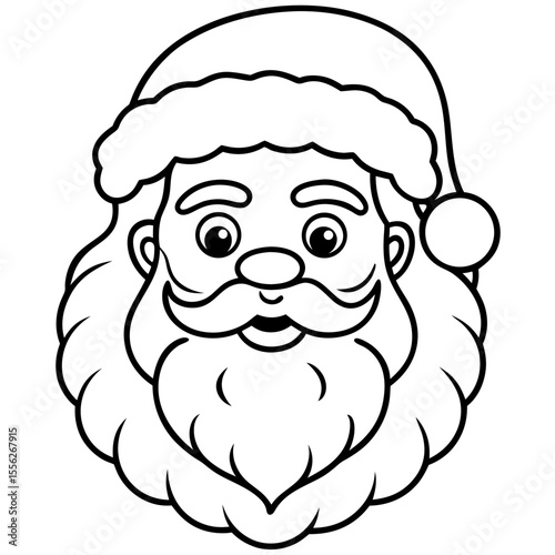 Minimalist Santa Face Line Art Vector
