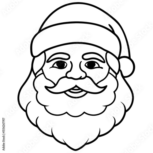 Minimalist Santa Face Line Art Vector