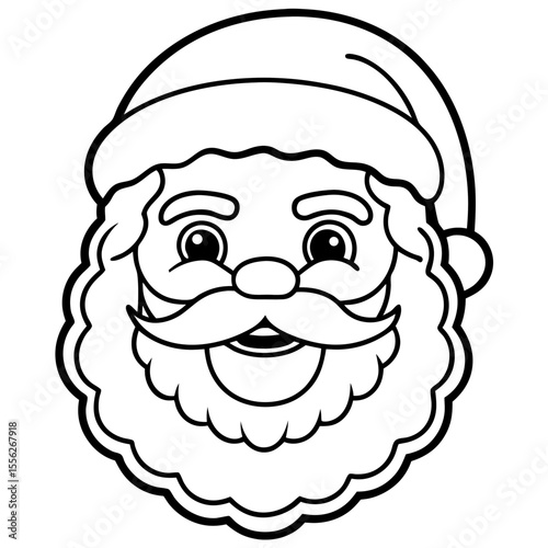 Minimalist Santa Face Line Art Vector