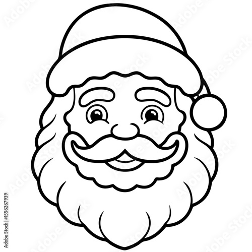 Minimalist Santa Face Line Art Vector
