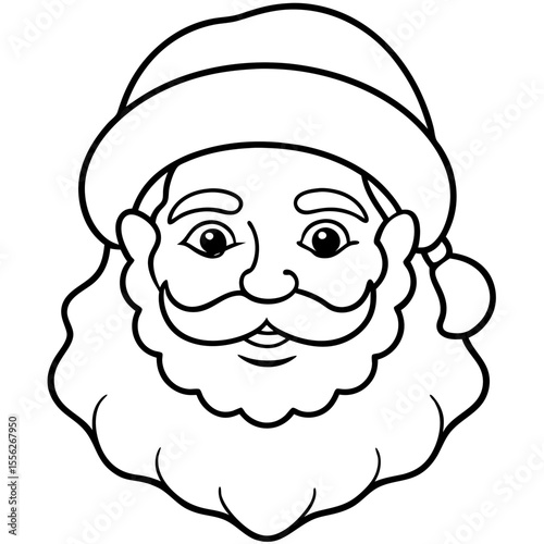 Minimalist Santa Face Line Art Vector