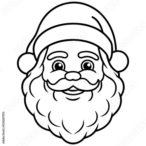 Minimalist Santa Face Line Art Vector