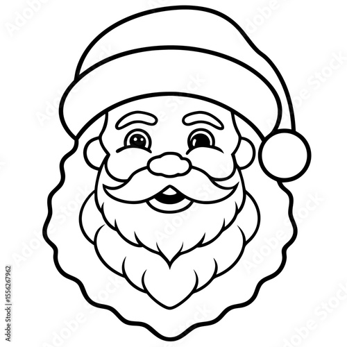 Minimalist Santa Face Line Art Vector