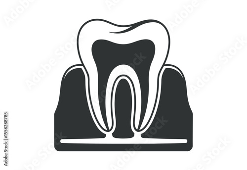 Stylized illustration of a healthy tooth and gums in a simple graphic style