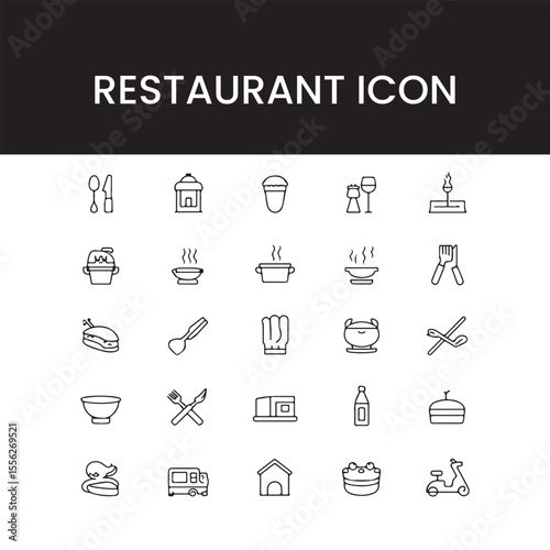 Restaurant Icon Pack | Kitchen, Dining & Service Elements for Branding & Print. 