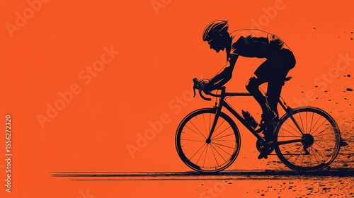 A cyclist in silhouette captures the essence of fitness and sport during a breathtaking sunset scene with vibrant orange tones featuring action shot elements creating an impressive visual impact.