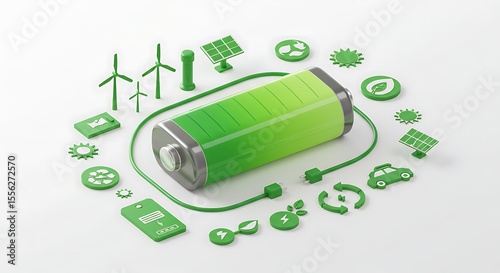 Green Energy Battery Concept - Clean Power Storage