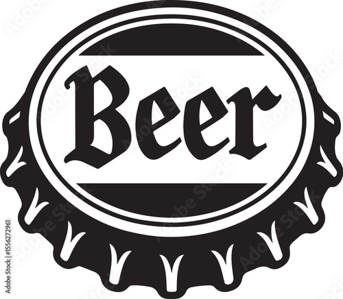 Vintage Beer Bottle Cap Logo for Brewery or Bar Emblem
