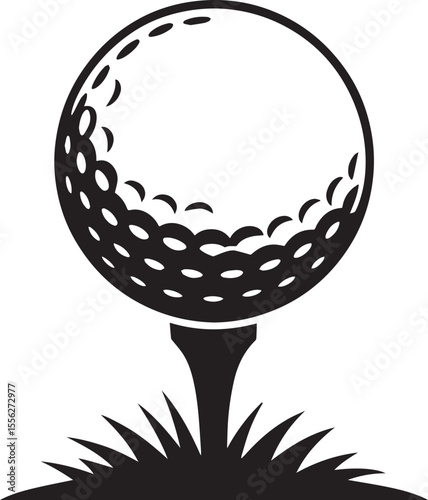 Golf Ball on Tee in Grass Vector Icon for Golfing and Sports