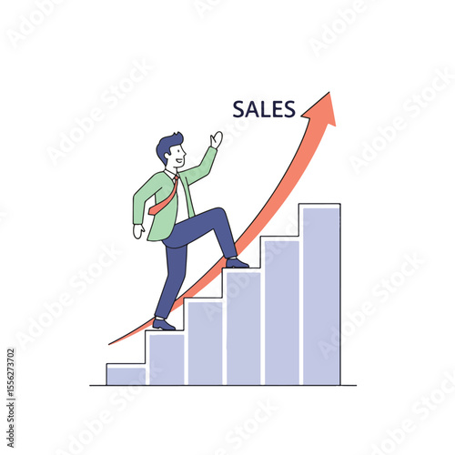 Vector of a salesman whose sales are increasing