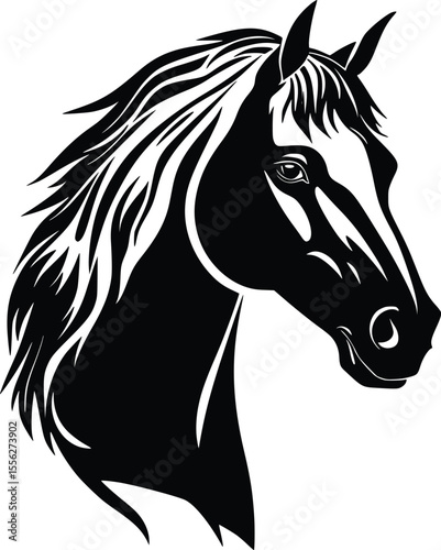 Elegant Black Horse Head Vector Illustration Profile Design