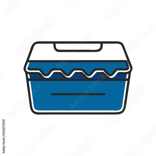 Food container with lid in blue color and simple design  