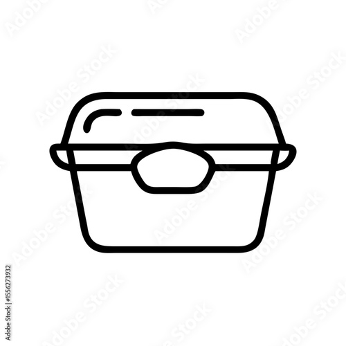 Food container icon in minimalist style with simple outline design  