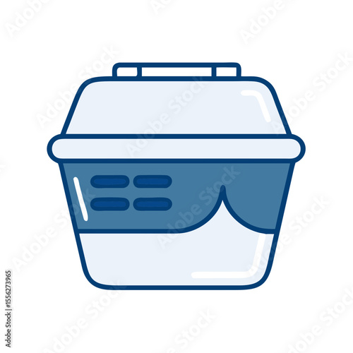 Food container with lid in blue color and minimalistic design  