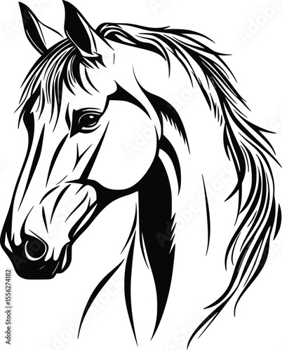 Elegant Horse Head Vector Illustration Profile Art Design