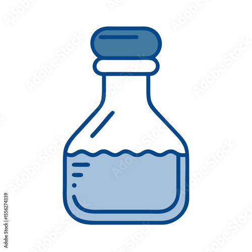 Glass bottle filled with blue liquid  