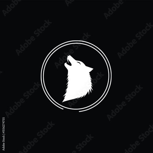 Elegant howling wolf vector logo design dark style