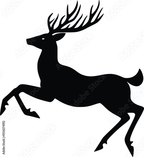 Majestic leaping deer vector silhouette elegant nature design
