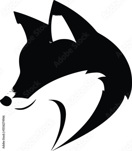 Elegant vector fox head silhouette logo design illustration