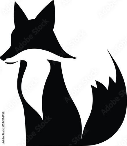 Elegant vector fox silhouette logo design illustration art