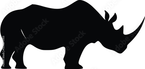 Powerful Rhino Silhouette Vector Illustration Strong Animal Icon