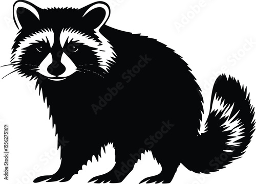 Vector Raccoon Silhouette Illustration Strong Bold Design