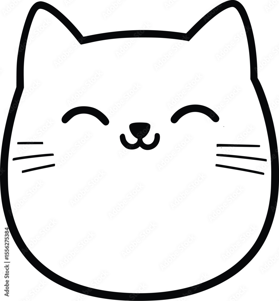 Happy Cute Cat Face Vector Illustration Design Happy Cute Cat Face Vector Illustration Design