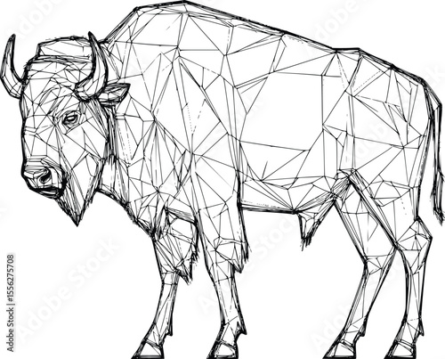 Geometric Vector Bison Illustration Low Poly Style Artwork