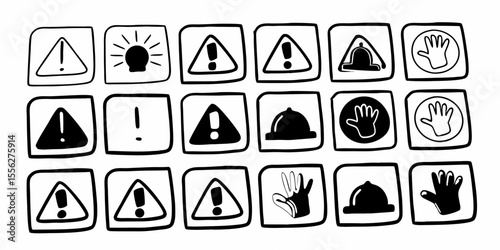 Illustrative Vector Pack of Attention, Help, Magnifying Glass, and Pointer Symbols.