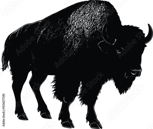 American Bison Vector Illustration Strong Majestic Animal Silhouette