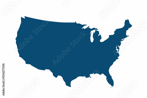 Contiguous US states map. US states contour silhouette. States of America. Simple map. Vector illustration