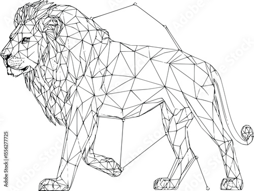 Majestic Lion Vector Illustration Low Poly Art Design