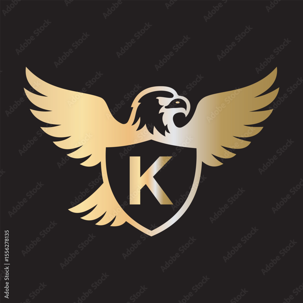 Obraz premium Initial Eagle Logo combine with letter K vector template 