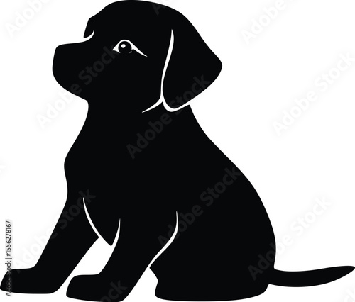 Adorable Puppy Vector Silhouette Simple Pet Design Illustration