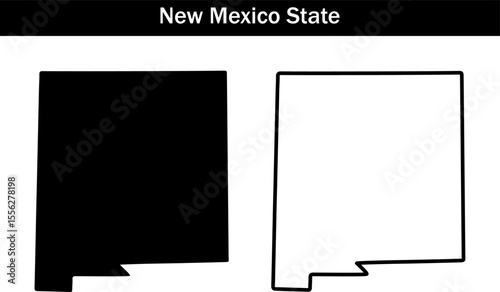 New Mexico State Map Outline and Silhouette