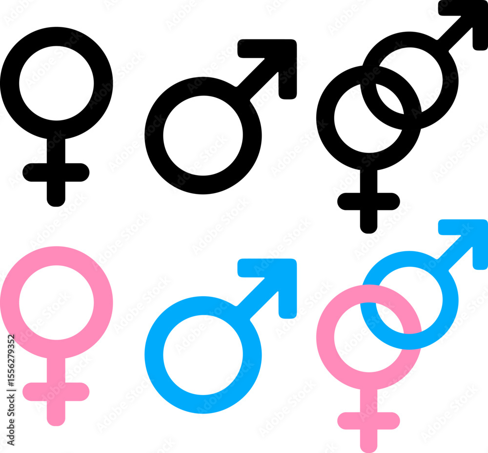 Gender Symbols and Interlocked Icons Gender Symbols and Interlocked Icons