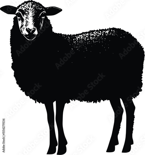 Black Sheep Vector Silhouette Farm Animal Illustration Graphic