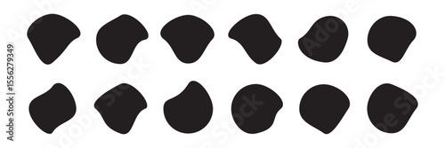 Random blob circles silhouette icon set. An arrangement of black organic shapes. vector .PNG .