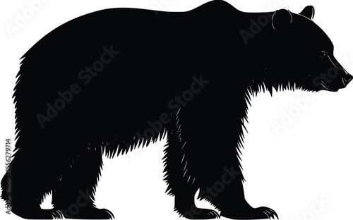 Majestic Grizzly Bear Vector Silhouette Profile Illustration
