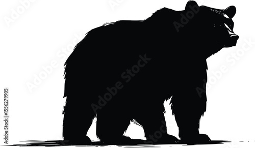 Majestic Grizzly Bear Vector Silhouette Powerful Dark Artwork