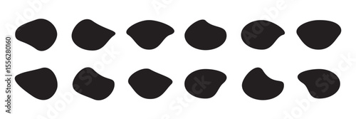 Random blob circles silhouette icon set. An arrangement of black organic shapes. vector .PNG .