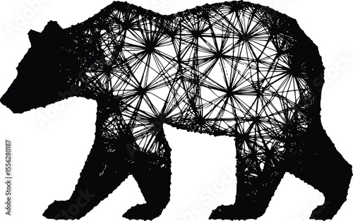 Abstract Vector Bear Silhouette Elegant Line Art Design