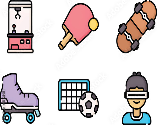 Kids Activities Icon Set for Learning, Fun, Playtime, and Early Childhood Education