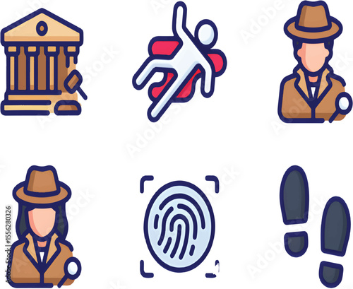 Law and Justice Icon Set for Legal, Court, Police, and Government-Themed Graphics