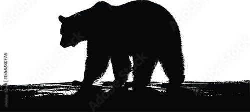 Majestic Grizzly Bear Silhouette Vector Illustration Dramatic Nature Artwork