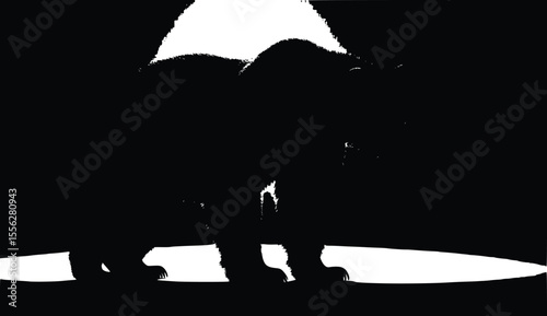 Majestic Grizzly Bear Vector Silhouette Dramatic Spotlight Illustration